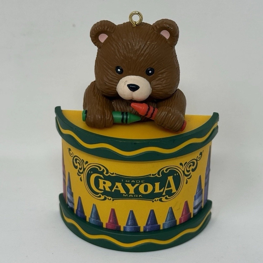 Crayola Crayons Teddy Bear Crayon Box Ornament Binney & Smith Rare Collectible